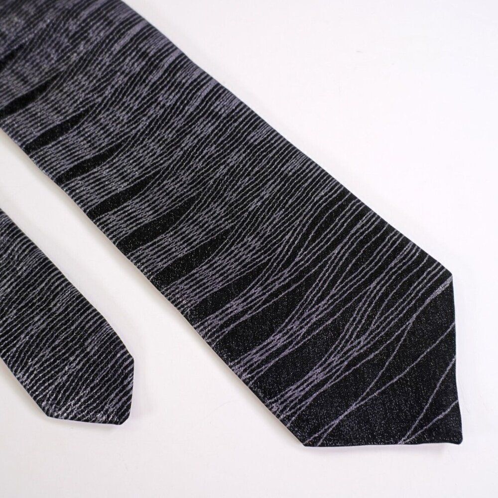Peter Elliott Abstract Black Silver Print Silk Tie